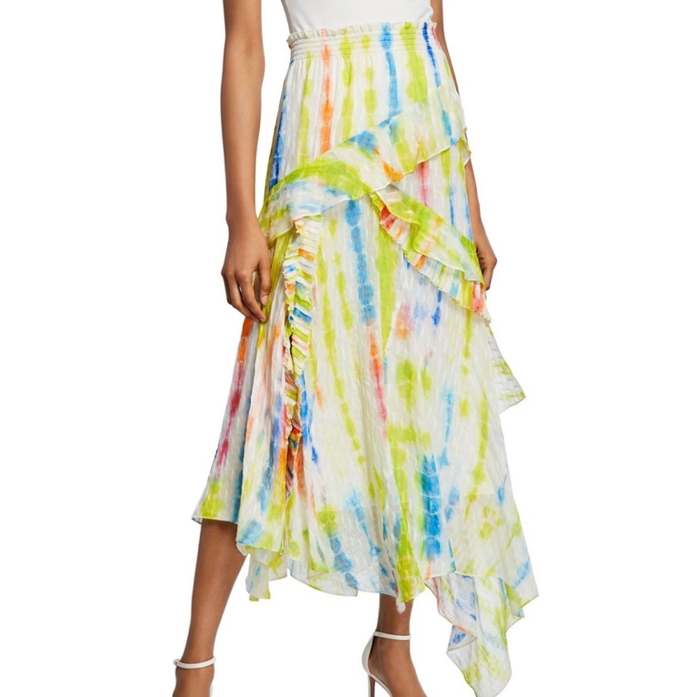 Tanya Taylor Teresa Tiered Multicolor Midi Skirt